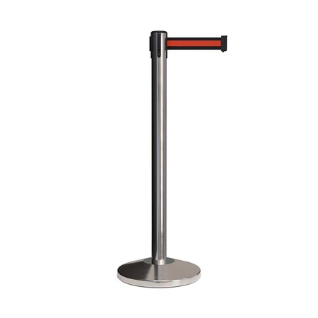 Montour Line Stanchion Belt Barrier Pol.Steel Post 13ft. Bk/R H Belt ES400-PS-BRH-130